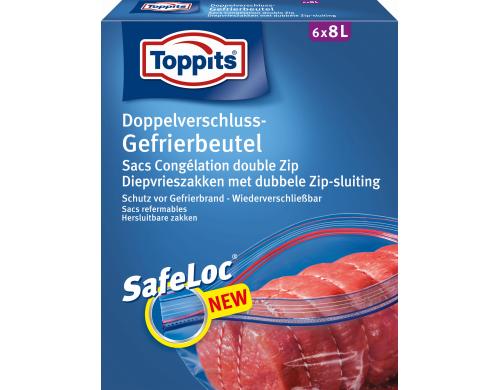 Toppits Doppelverschluss-Gefrierbeutel 8 Liter, 6 Stck