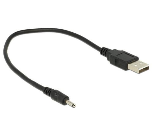 USB2.0-Stromkabel A-5VOLT, 27cm, schwarz Hohlstecker 3mm/1.1mm gerade