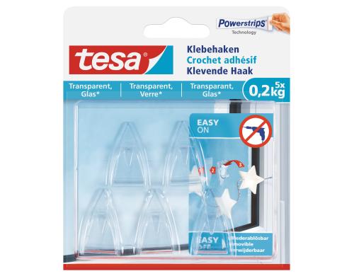 Klebehaken transparent, Glas, 0,2 kg 5 x 0,2KG