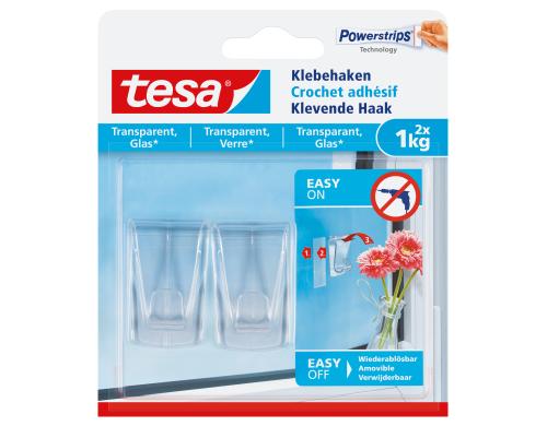 Klebehaken transparent, Glas, 1 kg 2 x 1KG