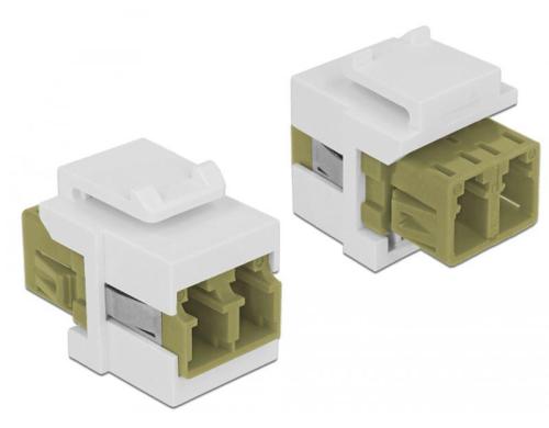 Delock Keystone Jack: LWL LC-LC Buchse-Buchse, Duplex Multimode, grau, OM2