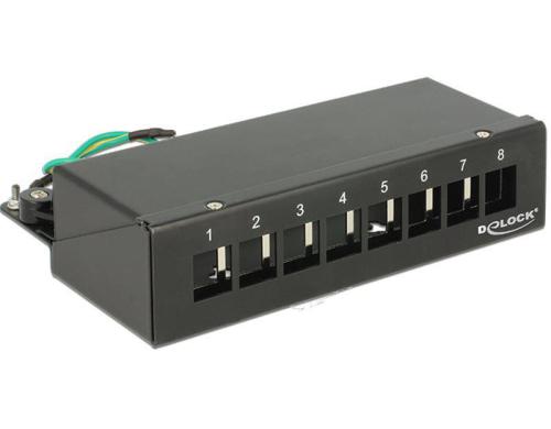 8-Port Desktop Patchpanel,  Hutschienenkit schwarz, fr 8 Keystone Module