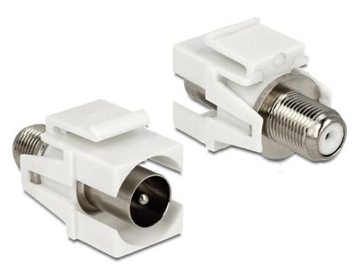 Delock Keystone IEC - F (extern - intern) Stecker-Buchse, weiss, Flache Montage