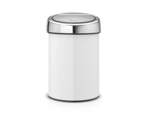 Brabantia Touch Bin 3 Liter White Inhalt 3 Liter, Deckel silber/schwarz