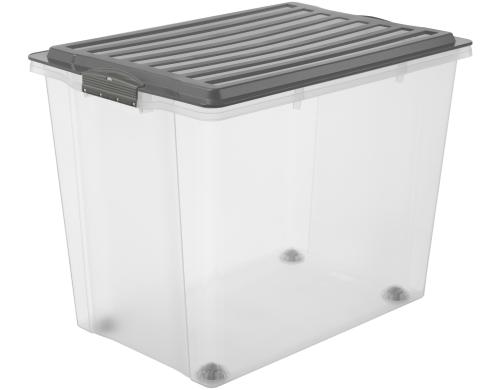 Rotho Stapelbox A3 mit Rollen 70 l COMPACT Anthrazit, APPMYBOX Storage