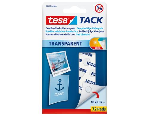 Tesa TACK doppelseitige Klebepads transparent, 72 Stk.