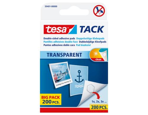 Tesa TACK doppelseitige Klebepads transparent, 200 Stk.