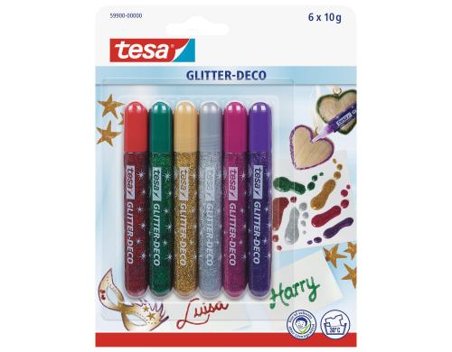 Tesa Glitter Deco Glitzerstifte 6 Tuben  10g