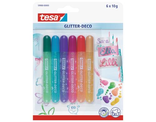 Tesa Glitter Deco Glitzerstifte 6 Tuben  10g