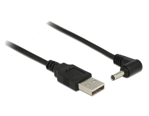 USB2.0-Stromkabel A - 5VOLT, 1.5m, schwarz Hohlstecker 3.5mm/1.35mm gewinkelt