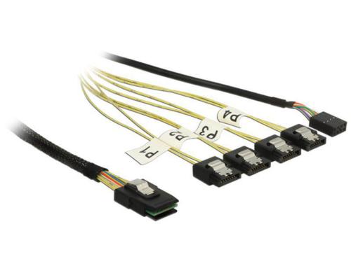 Reverse SAS Kabel: 4xSATA - SFF8087, 0.5m 4x SATA auf SFF-8087 Endgert, Sideband