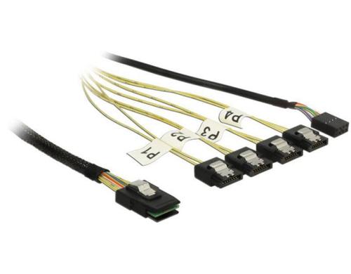 Reverse SAS Kabel: 4xSATA - SFF8087, 1m 4x SATA auf SFF-8087 Endgert, Sideband