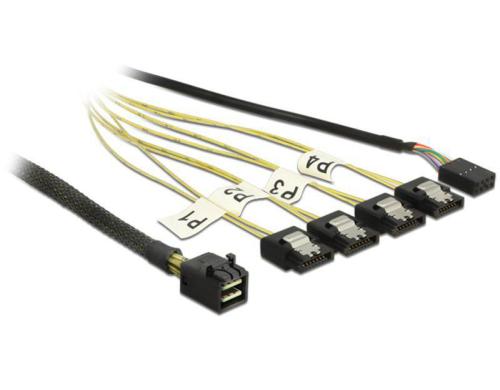 Reverse SAS Kabel: 4xSATA - SFF-8643, 1m 4x SATA auf SFF-8643 Backplane,mit Sideband