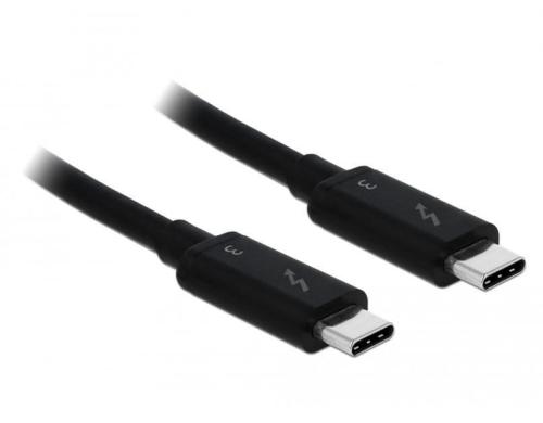 Delock USB3.1 Kabel Typ-C, Thunderbolt3 0.5m, 40Gbps, schwarz, bis 100Watt Strom