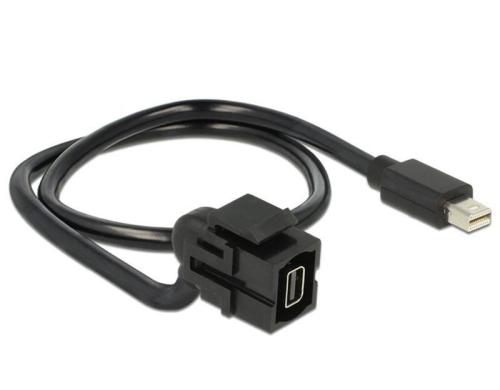 Delock Keystone Jack: Mini-Displayport Buchse-Buchse, schwarz, 50cm Kabel, 110