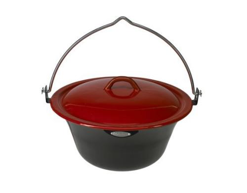 Bon-fire Grilltopf mit Deckel 15L emailliert, schwarz, rot