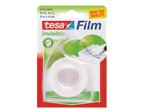 Tesa Klebeband Tesafilm invisible 33m x 19mm, 1 Rolle + Easy Cut Abroller