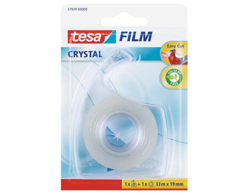 Tesa Klebeband Tesafilm crystal 33m x 19mm, 1 Rolle + Easy Cut Abroller