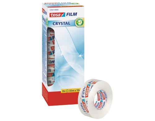 Tesa Klebeband Tesafilm crystal 33m x 19mm, 8  Rollen