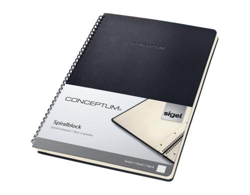 Sigel Conceptum Spiralblock Hardcover A4 160 Blatt liniert, 4-fach Lochung, schwarz