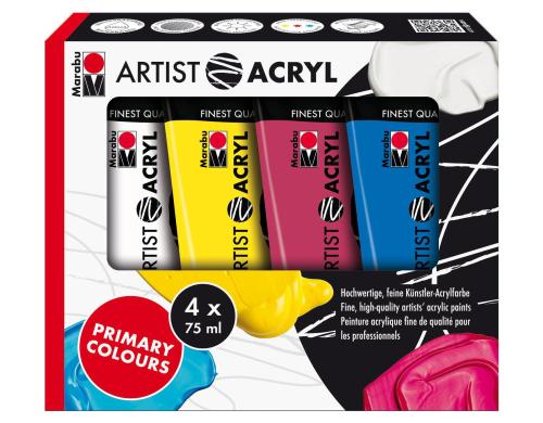 Marabu Artist Acryl 4 x 75ml Primrfarben