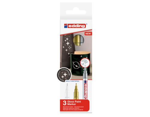 Edding Lackmarker 751 3er-Set gold, silber, weiss