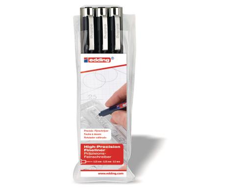 Edding Profipen 1800 3er-Set schwarz 0.1mm, 0.25mm, 0.3mm