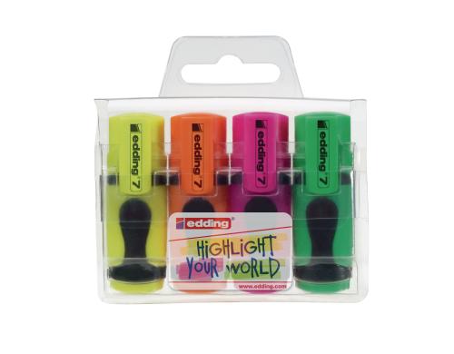 Edding Textmarker 7 Mini 4er-Set blau, pink, gelb, orange