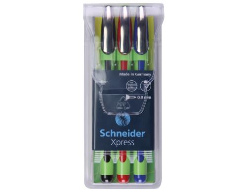 Schneider Fineliner Xpress Basic 3er-Set blau, rot, schwarz