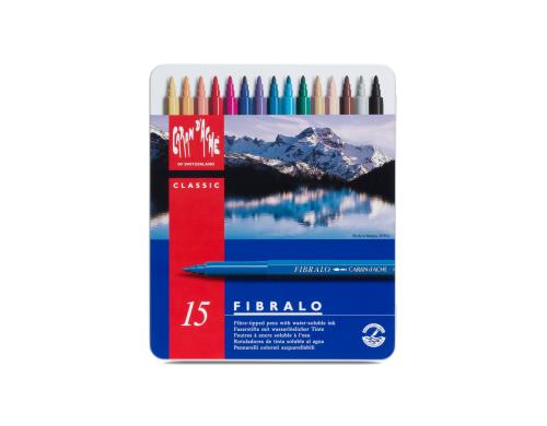 Caran d'Ache Fibralo Fasermaler Metallschachtel mit 15 Farben