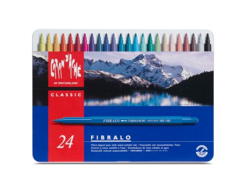 Caran d'Ache Fibralo Fasermaler Metallschachtel mit 24 Farben