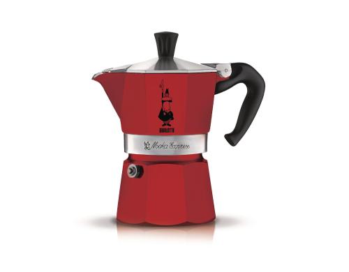 Bialetti Moka Express fr 6 Tassen rot Aluminium poliert