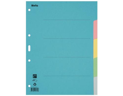 Biella Register Karton A4 5teilig, 4Loch blau,rosa,gelb,grn,grau, 1 Stck