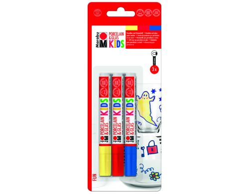 Marabu Porzellan- und Glasmalstift KIDS 3 Stifte mit Spitze 1-3 mm