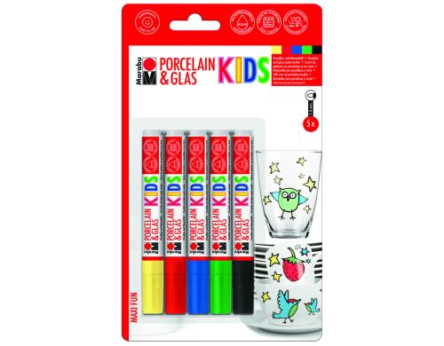 Marabu Porzellan- und Glasmalstift KIDS 5 Stifte mit Spitze 1-3 mm