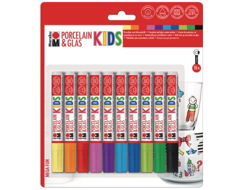 Marabu Porzellan- und Glasmalstift KIDS 10 Stifte mit Spitze 1-3 mm