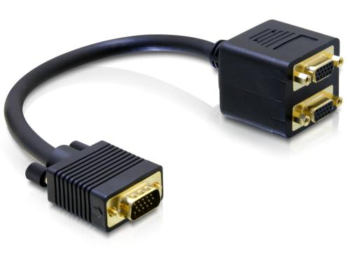 Monitor Splitter VGA-St. zu 2xVGA-Bu VGA Stecker zu VGA Buchse, 20cm,schwarz