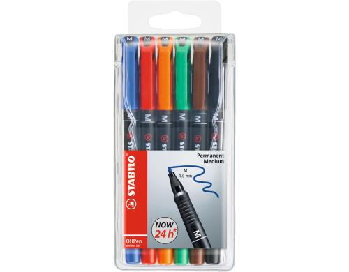 Stabilo OHPen universal Mittel 6er Etui wasserfest, Strichbreite ca. 1.0mm