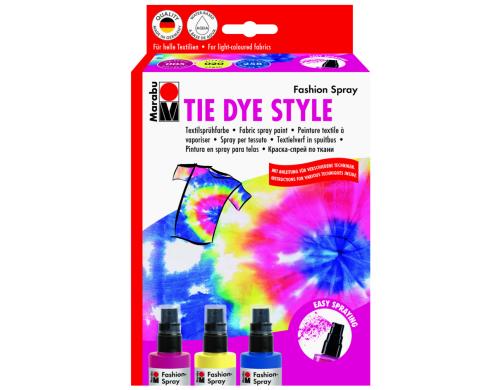 Marabu Fashion Spray Tie Dye Style, 3 x Fashion-Spray,Gummiringe