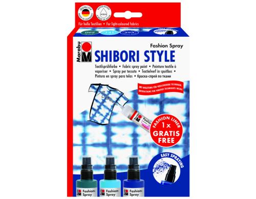 Marabu Fashion Spray Shibori, 3 x Fashion-Spray, Fashion-Liner