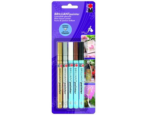 Marabu Lackmalstift BRILLIANT painter 5 x 1-2 mm, Set Deluxe