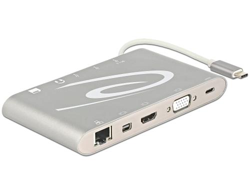 Delock Dockingstation USB3.1-C 3xUSB3.0, Giga-LAN, HDMI,VGA,3.5mm Audio,SD