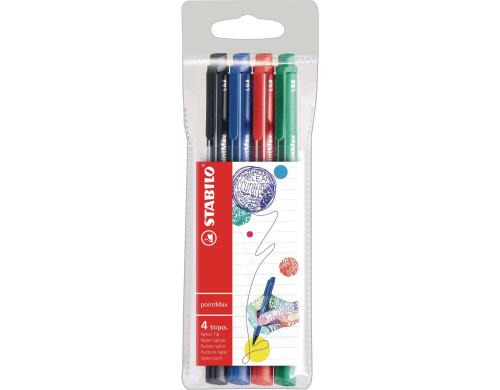 STABILO pointMax 4er Etui Standartfarb schwarz, blau, rot, grn