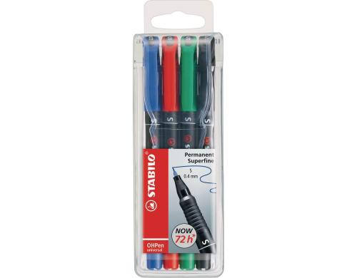 STABILO OHPen Universal Perm. S 4er Etui blau, rot, grn, schwarz