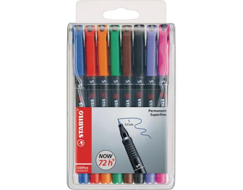 STABILO OHPen Universal Perm. S 8er Etui blau,rot,grn,schwarz,orange,braun,lila,ros