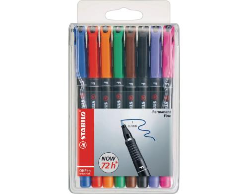 STABILO OHPen Universal Perm. F 8er Etui blau,rot,grn,schwarz,orange,braun,lila,ros