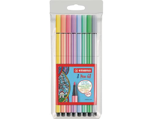 STABILO Pen 68 Pastell 8er Etui verschiedene Farben