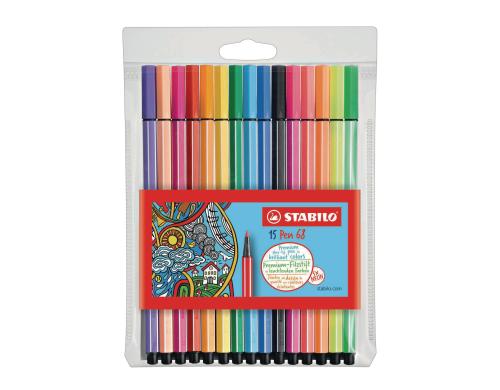 STABILO Pen 68 15er Etui verschiedene Farben, 5x Neon