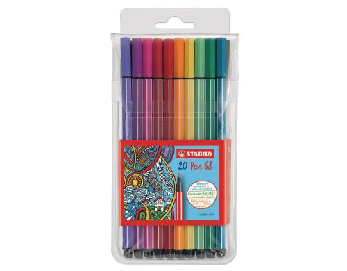 STABILO Pen 68 Fasermaler 20er Etui verschiedene Farben