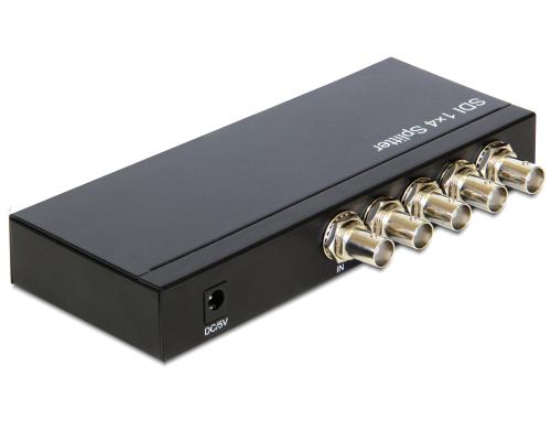 Delock 1in-4Out Port 3GI-SDI Switch Manuel, BNC-Buchsen, bis 1080p, Netzteil